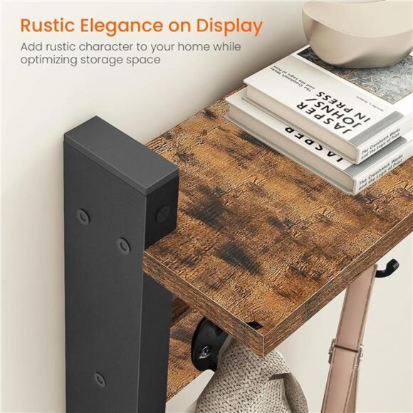 Wall Hooks with Shelf, Wood Coat Rack with Shelf Wall-Mounted, Entryway Hanging - Picture 5 of 7